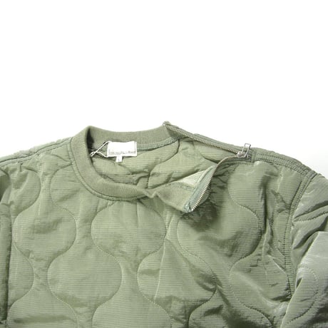 Universal Style Wear ／ ユニバーサルスタイルウェア　撥水 ひょうたんキルト 軽量 クルーネック 肩ジップ プルオーバー セージグリーン ｜ 秋冬　（No.350629）
