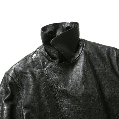 BALENCIAGA ／ バレンシアガ　オーストリッチ やぎ革 牛革 ライダース ジャケット イタリア製 レザー 本革 ダブル ブルゾン アウター ｜ 秋冬　（No.271468）