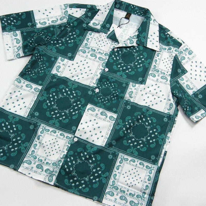 バンダナ柄 オープンカラーシャツ アロハシャツ 半袖シャツ オーバー  