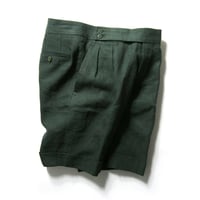 Salvatore Piccolo ／ サルヴァトーレピッコロ　リネン ハーフパンツ イタリア製 ベルトレス グルカパンツ グリーン ｜ 春夏
