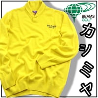 BEAMS GOLF PURPLE LABEL ／ ビームスゴルフ　カシミヤ ショールカラー ニット カシミア セーター マスタード イエロー ビームス ｜ 春 秋冬　（No.351572）