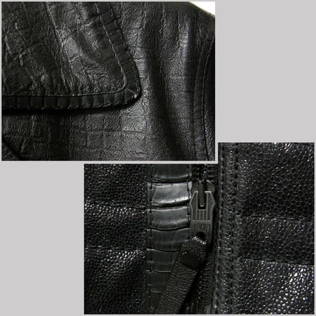 BALENCIAGA ／ バレンシアガ　オーストリッチ やぎ革 牛革 ライダース ジャケット イタリア製 レザー 本革 ダブル ブルゾン アウター ｜ 秋冬　（No.271468）
