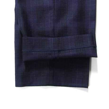 FARAH × JOURNAL STANDARD ／ ファーラー × ジャーナルスタンダード　ウール サキソニー ツータックパンツ スラックス チェック ネイビー ｜ 春 秋冬　（No.370199）