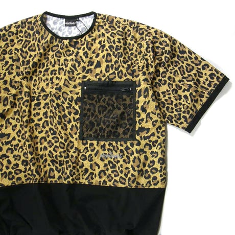 WILD THINGS ／ ワイルドシングス　プルオーバー 半袖シャツ ノーカラー クルーネック Tシャツ レオパード ｜ 春夏