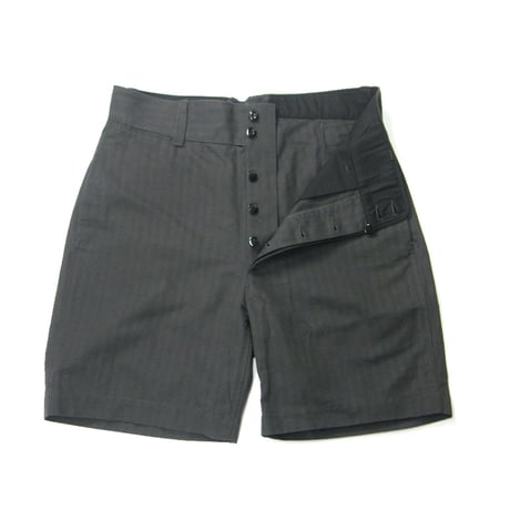ETS.MATERIAUX ／ マテリオ　ショートパンツ ワークパンツ フレンチワーク 綿 コットン 麻 リネン チャコール グレー ハーフパンツ ヘリンボーン ｜ 春夏　（No.353332）