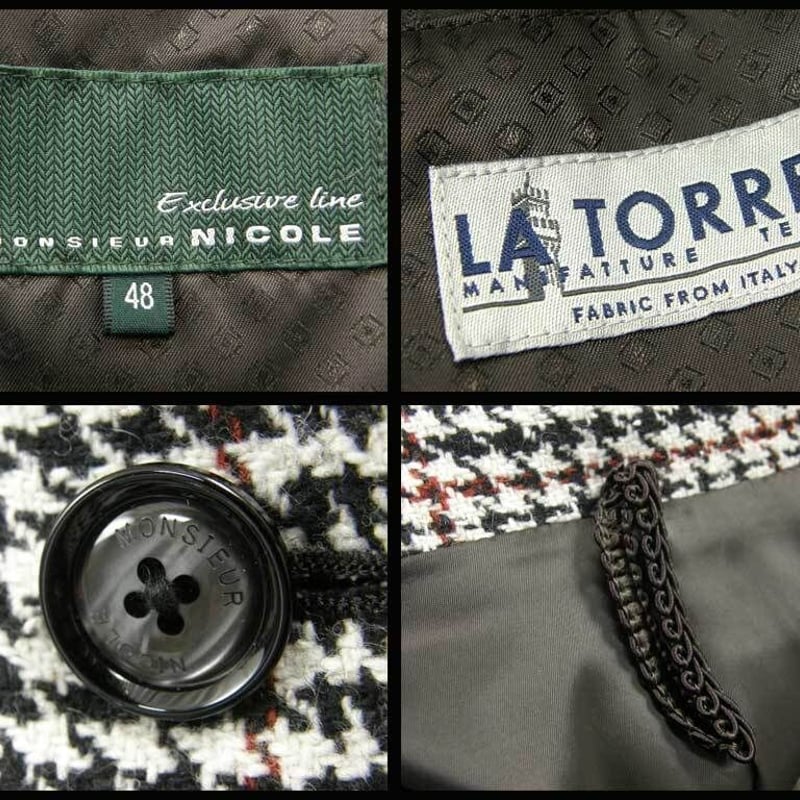 ムッシュニコル チェスターコート M ツイード チェック ウール ベルト