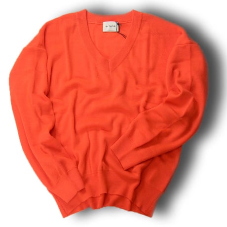 artens ／ アーテンス　ウール Vネック ニット 日本製 WOOL PIECE DYE KYO オレンジ ｜ 秋冬　（No.351806）