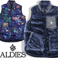 ALDIES ／ アールディーズ　リバーシブル ジップ フリース エコファー ベスト フラワー ネイビー ｜ 秋冬