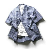 THE SHOP TK × 東レ ／ ザショップティーケー × セオアルファ　吸水 発散 速乾 吸汗速乾 清涼 さらさらドライ 半袖シャツ セオα ブルー チェック ｜ 春夏
