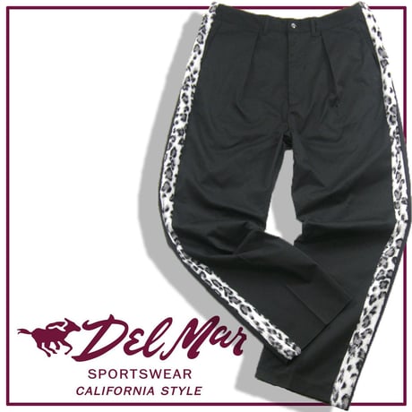 DEL MAR SPORTSWEAR ／ デルマースポーツウェア　レオパード ライン パンツ ワンタック スラックス ワンタック デルマースポーツウェアー 側章 モノトーン ｜ オールシーズン