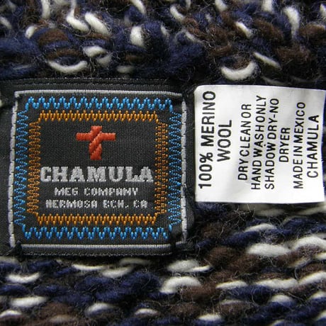 CHAMULA ／ チャムラ　厚手 メリノウール フルジップ カーディガン メキシコ製 ニット ブルゾン ネイビー ホワイト ブラウン ｜ 秋冬　（No.353016）