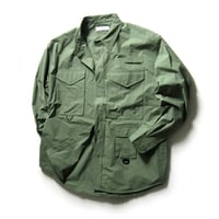 CAPTAIN STAG × INHERIT ／ キャプテンスタッグ × インヘリット　フィッシングシャツ 360度 ストレッチ 長袖シャツ セージ ｜ オールシーズン
