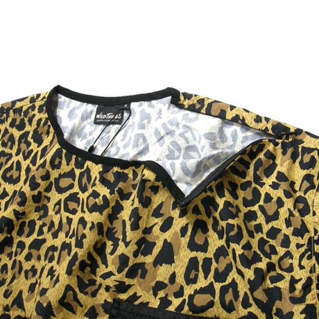 WILD THINGS ／ ワイルドシングス　プルオーバー 半袖シャツ ノーカラー クルーネック Tシャツ レオパード ｜ 春夏