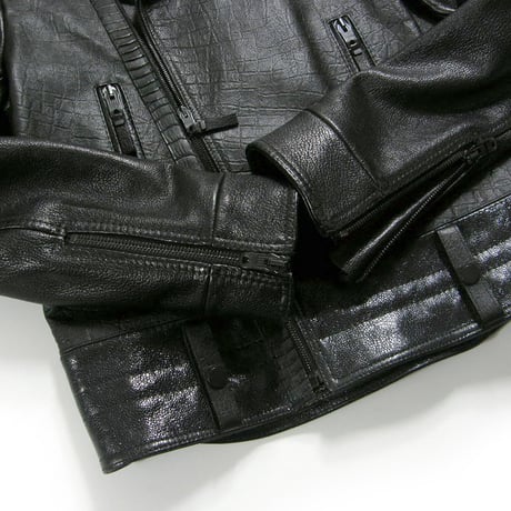 BALENCIAGA ／ バレンシアガ　オーストリッチ やぎ革 牛革 ライダース ジャケット イタリア製 レザー 本革 ダブル ブルゾン アウター ｜ 秋冬　（No.271468）