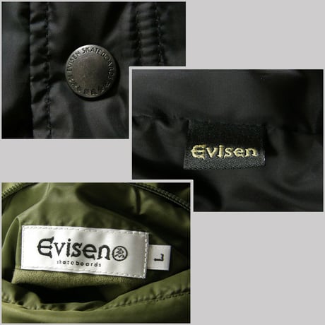 Evisen Skateboards ゑ ／ エビセン スケートボード　リバーシブル 撥水 ダウンベスト ブラック オリーブ ｜ 秋冬　（No.370013）
