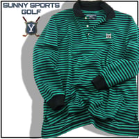 SUNNY SPORTS GOLF ／ サニースポーツ ゴルフ　YALE ポロシャツ 長袖ポロシャツ カットソー ボーダー グリーン ｜ 春 秋冬