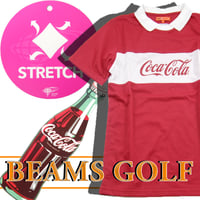 BEAMS GOLF × Coca Cola ／ ビームスゴルフ × コカ・コーラ　半袖 ポロシャツ 日本製 鹿の子 Tシャツ カットソー コカコーラ 赤 レッド ビームス ゴルフウェア