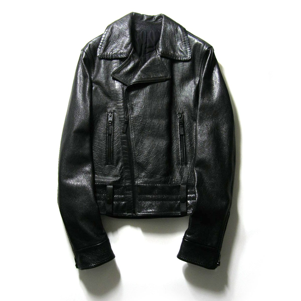 BALENCIAGA バレンシアガ ライダースジャケット 44 牛革 BALENCIAGA ／ バレンシアガ オーストリッチ やぎ革 牛革 ライダース