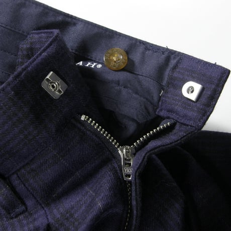 FARAH × JOURNAL STANDARD ／ ファーラー × ジャーナルスタンダード　ウール サキソニー ツータックパンツ スラックス チェック ネイビー ｜ 春 秋冬　（No.370199）