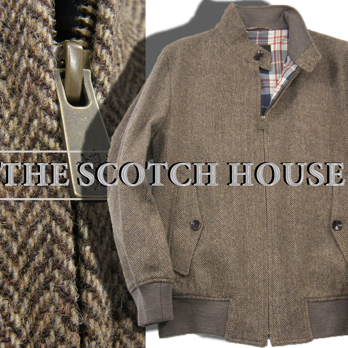 THE SCOTCH HOUSE / スコッチハウス　ツイード G-9 ハリントンジャケット ヘリンボーン ウール 日本製素材 ブルゾン  スウィングトップ アウター スイングトップ