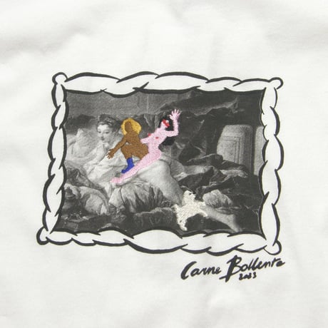 Carne Bollente ／ カルネボレンテ　アート 刺繍 ロンT 長袖 Tシャツ カットソー Three Asses L/S Tee ホワイト ｜ 春 秋冬　（No.360660）