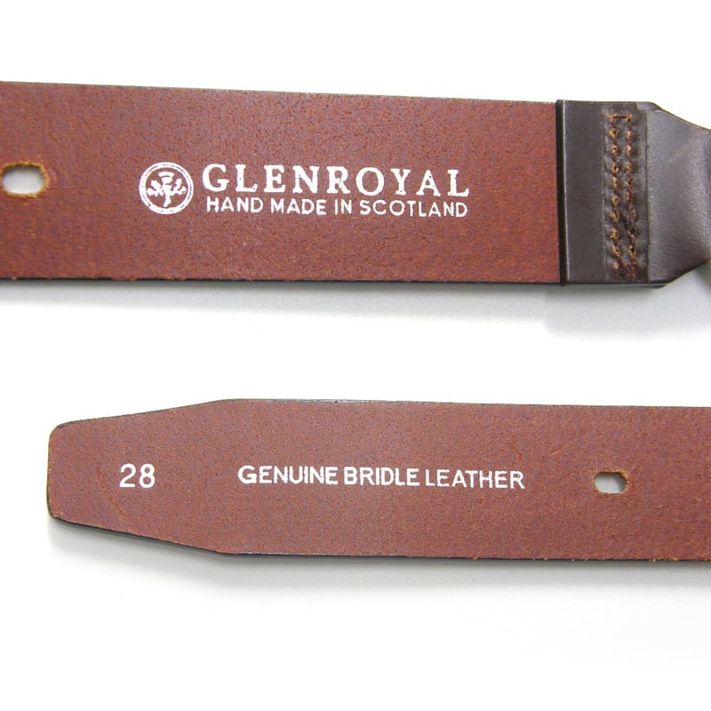 GLEN ブライドルレザー ドレスベルト ブラウン 28 英国製 GLENROYAL ／ グレンロイヤル ブライドルレザー ベルト スコットランド