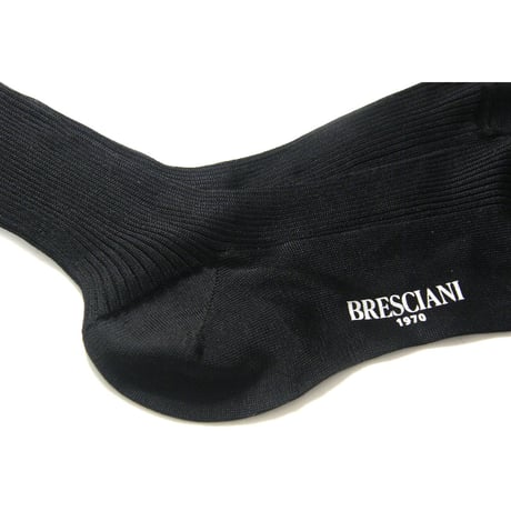 BRESCIANI ／ ブレッシアーニ　シルク ソックス イタリア製 絹 靴下 ブラック ｜ オールシーズン　（No.370831）