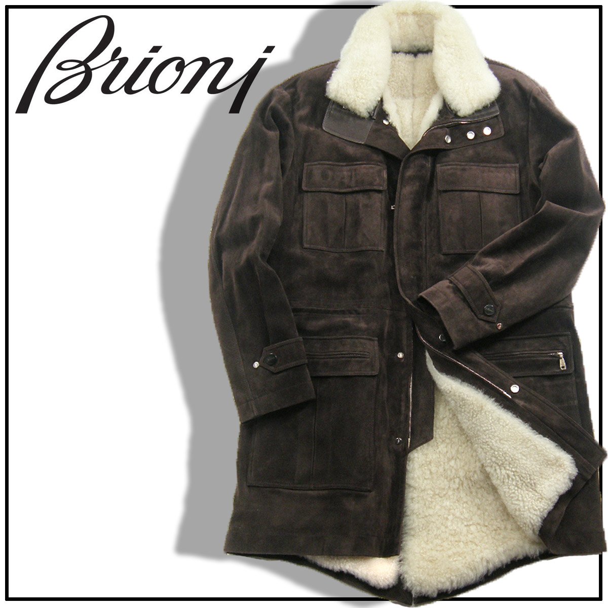 Brioni / ブリオーニ 毛皮ライナー付き コート イタリア製 極上 レザー 