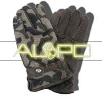 ALPO ／ アルポ　羊革 ウール 手袋 イタリア製 ストラップ レザー フリース グローブ カモフラージュ 迷彩 カモ ブラウン グレージュ グリーン ブラック ｜ 秋冬　（No.332156）