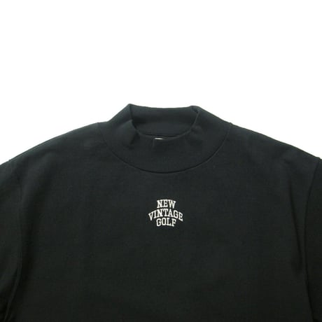 NEW VINTAGE GOLF ／ ニューヴィンテージゴルフ　モックネック Tシャツ 日本製 Embroidery Logo Mock Neck ブラック ｜ オールシーズン　（No.370621）