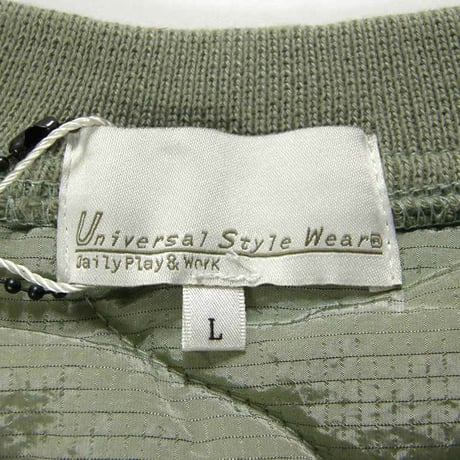 Universal Style Wear ／ ユニバーサルスタイルウェア　撥水 ひょうたんキルト 軽量 クルーネック 肩ジップ プルオーバー セージグリーン ｜ 秋冬　（No.350629）