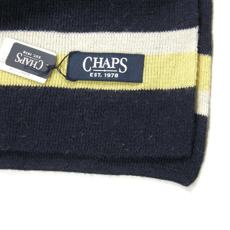 CHAPS Ralph Lauren ／ チャップス ラルフローレン　アンゴラ混 マフラー 日本製 ボーダー ミモザ ネイビー ｜ 秋冬　（No.240696）