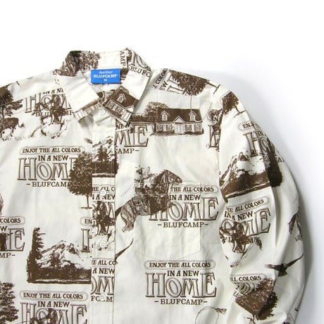 BLUFCAMP ／ ブルーフキャンプ　長袖シャツ 日本製 スカーフ プリント モチーフ レトロ comme des garcons コムデギャルソン ｜ 春 秋冬