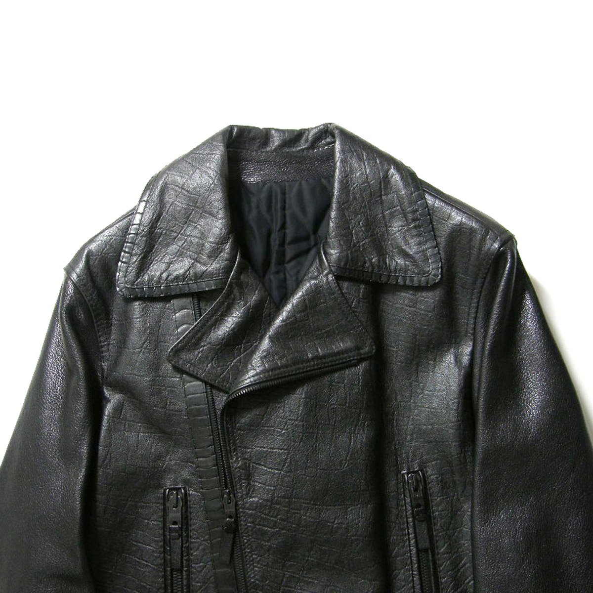 BALENCIAGA バレンシアガ ライダースジャケット44 牛革 BALENCIAGA ／ バレンシアガ オーストリッチ やぎ革 牛革 ライダース