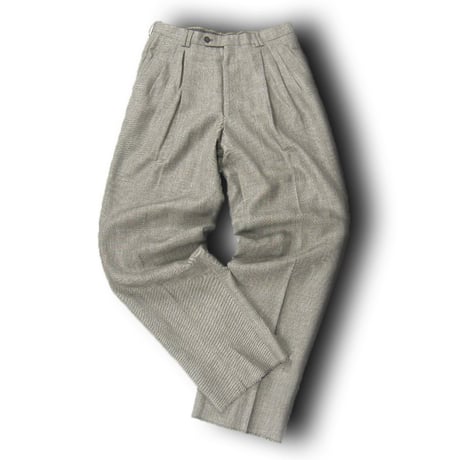 Cale / カル　パンツ 日本製 ウール リネン シルク 3タック フレンチスタイル テーパードパンツ ベージュ 春夏