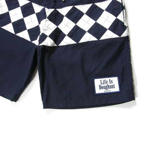 NALUTO TRUNKS × TOMORROWLAND ／ ナルトトランクス × トゥモローランド　山口縫製 サーフトランクス 日本製 ショートパンツ アーガイル ネイビー ｜ 春夏