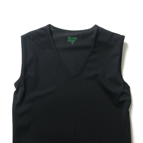 BEAMS GOLF × FREEZE TECH ／ ビームスゴルフ × フリーズテック　氷撃インナー 冷感 インナーシャツ 日本製 Vネック ノースリーブ 抗菌防臭 ブラック ｜ オールシーズン