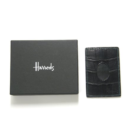 Harrods ／ ハロッズ　ワニ革 カードケース 日本製 レザーパスケース ブラック ｜ オールシーズン　（No.220754）