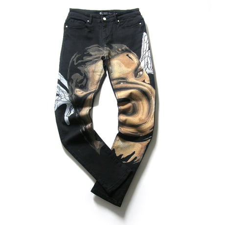 anThem × A Good Bad Influence × OLI ／ アンセム × アグッドバッドインフルエンス × オリ　デニム パンツ アート ジーパン ジーンズ 黒 ｜ オールシーズン