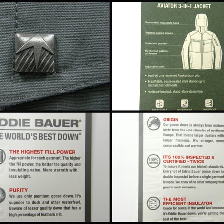 Eddie Bauer ／ エディーバウアー　グースダウンジャケット ライナー付き 防水 防風 ブルゾン パーカー アウター NORTH SLOPE WEATHER EDGE ｜ 秋冬