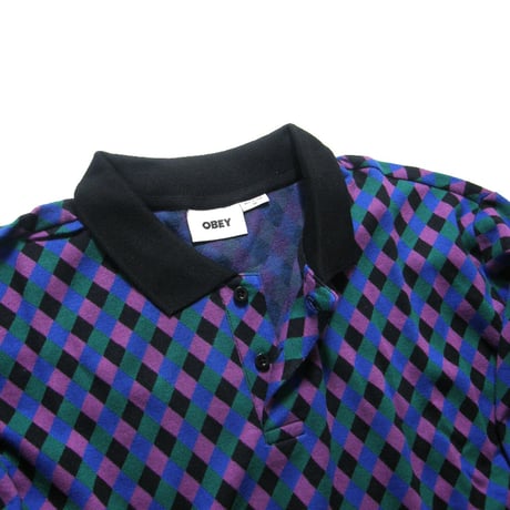 OBEY ／ オベイ　ジャガード 長袖ポロシャツ CAPRI JACQUARD PL LS ブラック ｜ 春 秋冬　（No.360565）