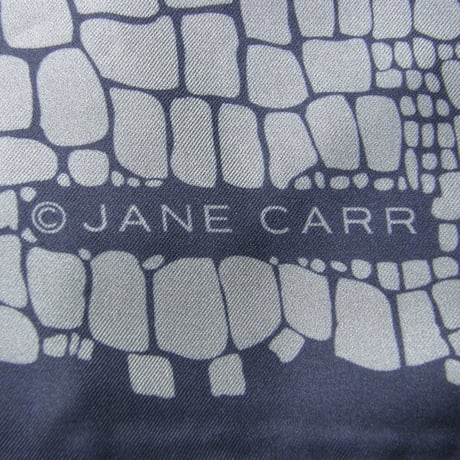 JANE CARR ／ ジェーンカー　大判 シルク スカーフ イタリア製 クロコ ブルーグレー ｜ オールシーズン　（No.251302）