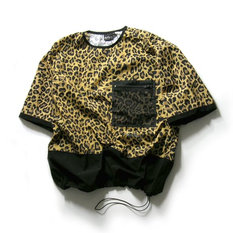 WILD THINGS ／ ワイルドシングス　プルオーバー 半袖シャツ ノーカラー クルーネック Tシャツ レオパード ｜ 春夏