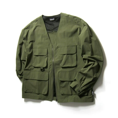 Coleman × CORDURA ／ コールマン × コーデュラ　強ストレッチ ジャケット 大容量 マルチポケット 防水 耐久 通気 アウター グリーン ｜ 春 秋冬 雨の日