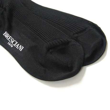 BRESCIANI ／ ブレッシアーニ　シルク ソックス イタリア製 絹 靴下 ブラック ｜ オールシーズン　（No.370831）