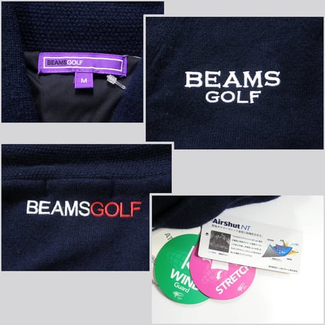 BEAMS GOLF PURPLE LABEL × Airshut NT ／ ビームスゴルフ パープルレーベル × エアシャット　撥水 防風 ショールカラー ニット ｜ 秋冬　（No.352139）