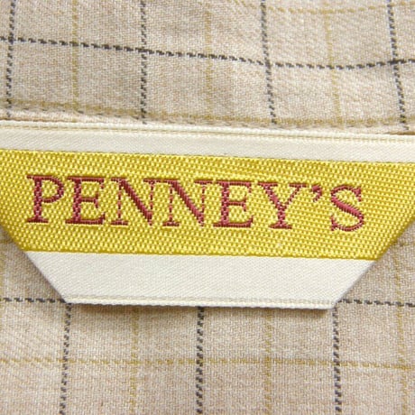 PENNEY'S ／ ペニーズ　半袖シャツ タッターソールチェック オープンカラー シャツ 綿 コットン 70s HAWAII PENNEYS SHIRTS ハワイアンシャツ ベージュ ｜ 春夏