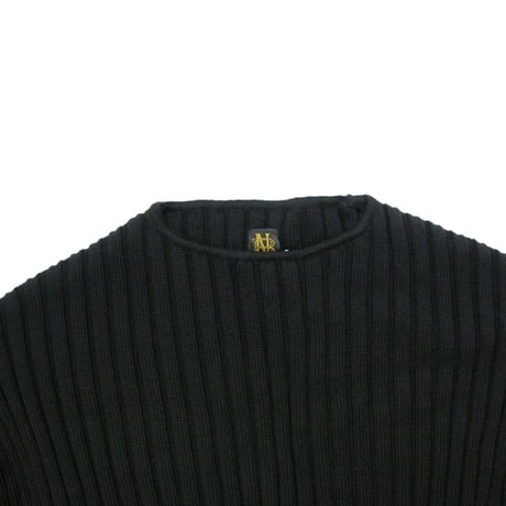 BATONER × L'ECHOPPE ／ バトナー × レショップ　エクストラファインメリノウール ナローネック ニット 日本製 ソリッドウール ブラック ｜ 秋冬　（No.370366）