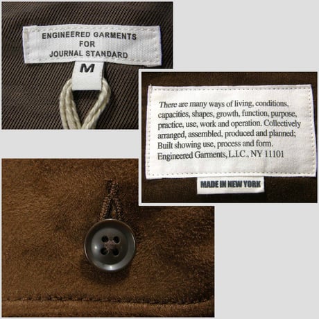 ENGINEERED GARMENTS ／ エンジニアドガーメンツ　Fowl Vest フェイクスエード ベスト アメリカ製 ブラウン ｜ 秋冬　（No.371020）