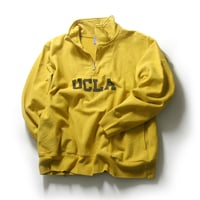 UCLA × JOURNAL STANDARD ／ ジャーナルスタンダード　ヴィンテージ加工 ハーフジップ スウェット トレーナー 両面プリント マスタード ｜ 春 秋冬　（No.360665）
